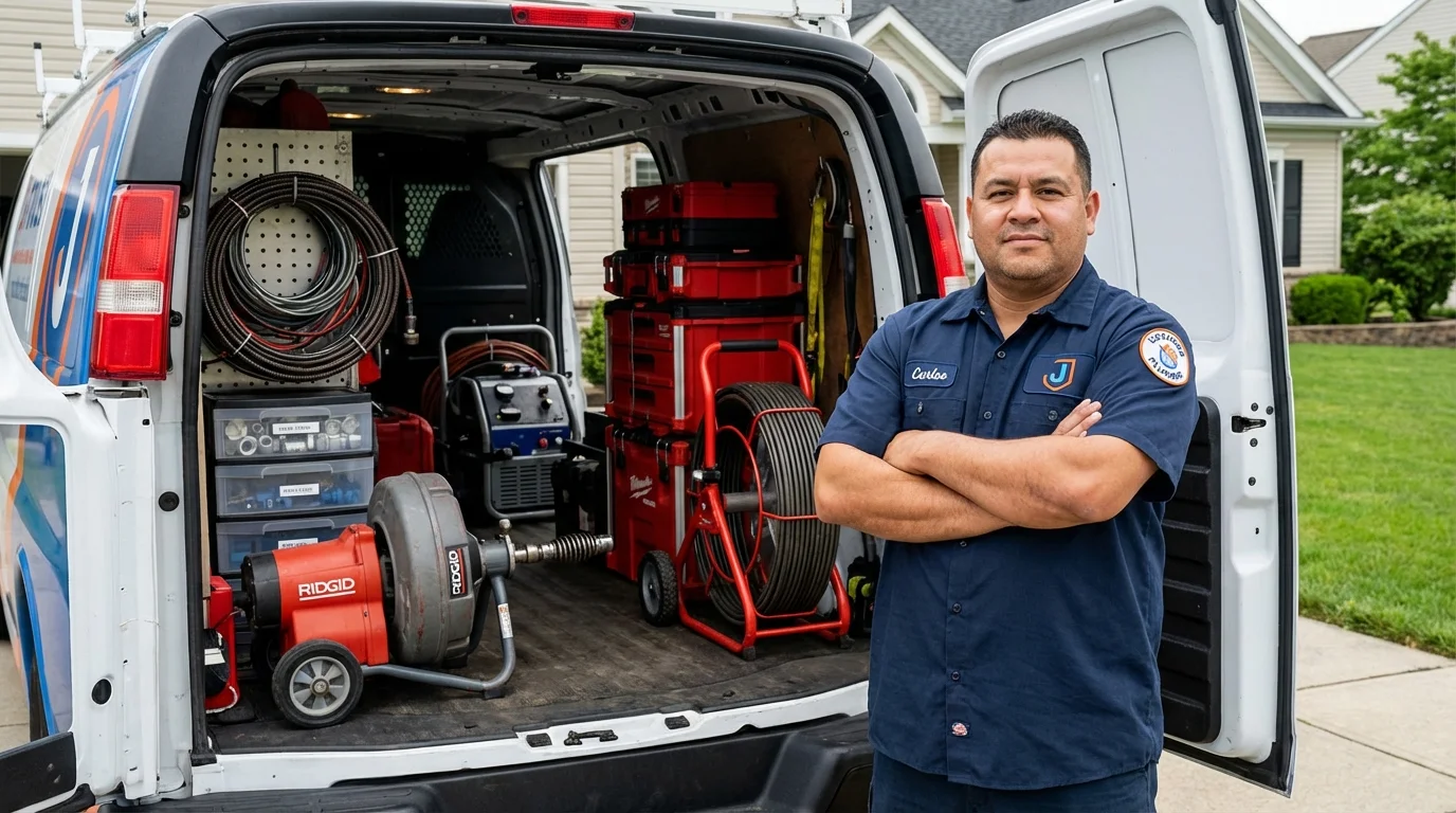 Professional drain cleaning equipment and Johns Plumbing LLC plumber in Sheldon